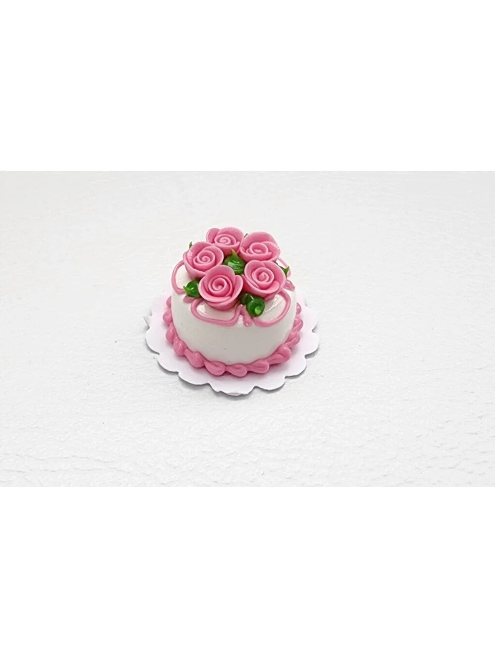 Miniature Dollhouse Pink Rose Party Cake 1:12 scale